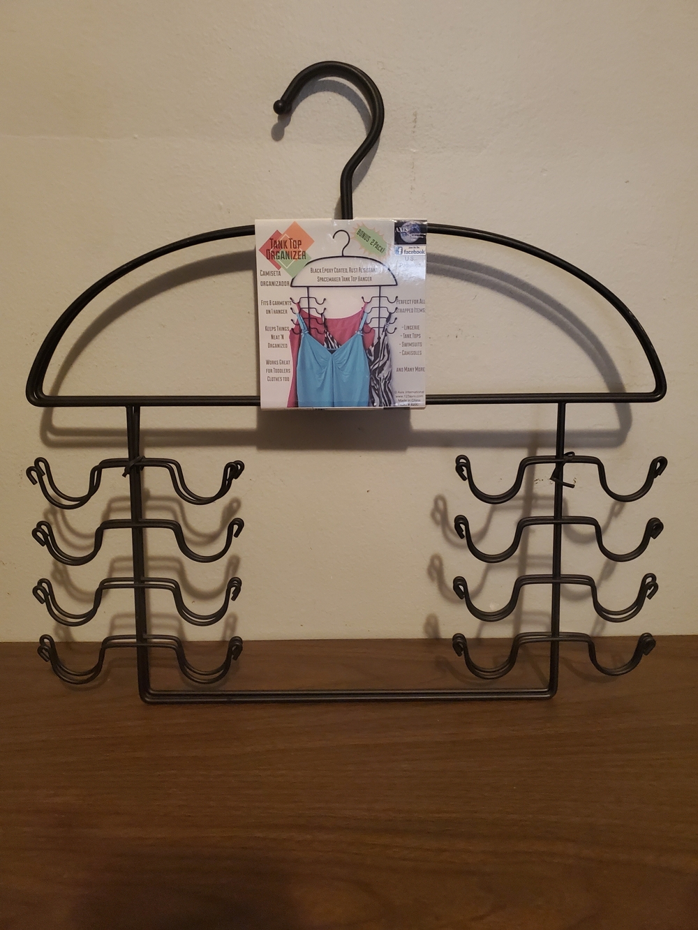 Multi-Strap Black Tank Top Hanger - Space-Saving Organizer
